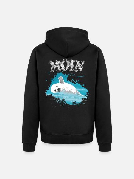 Nordsee Seehund Baby Moin Ostsee - Unisex Premium Bio Zip Hoodie - Schwarz