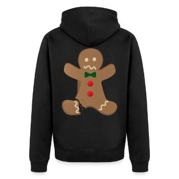 Oh Snap - Lebkuchen Mann - Unisex Premium Bio Zip Hoodie - Schwarz - Hinten - Nico (187cm)