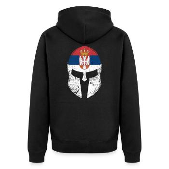 Serbien Serbische Flagge - Unisex Premium Bio Zip Hoodie - Schwarz - Hinten - Nico (187cm)