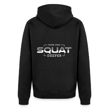 Think Deep Squat Deeper - Premium Design - Veste à capuche bio Premium Unisexe - noir - Dos - Nico (187cm)