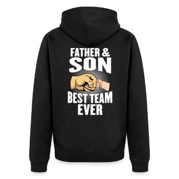 father and son - Unisex Premium Organic Zip Hoodie - black - Back - Nico (187cm)
