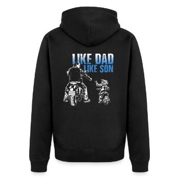 father and son bike biker motorcycle - Unisex Premium Organic Zip Hoodie - black - Back - Nico (187cm)
