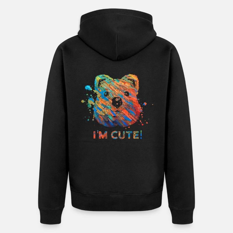 Chemise Quokka parfaite, colorée et cool avec un dicton - Veste à capuche bio Premium Unisexe - noir