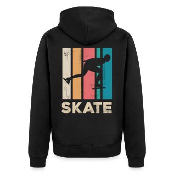 Eislaufen - Unisex Premium Bio Zip Hoodie - Schwarz - Hinten - Nico (187cm)