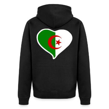 Drapeau coeur Algérie - Veste à capuche bio Premium Unisexe - noir - Dos - Nico (187cm)