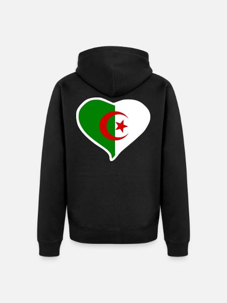 Algeria heart flag - Unisex Premium Organic Zip Hoodie - black