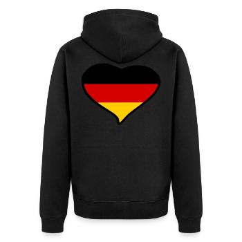 Deutschland Flagge - Unisex Premium Bio Zip Hoodie - Schwarz - Hinten - Nico (187cm)