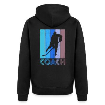 Eishockey-Trainer - Unisex Premium Bio Zip Hoodie - Schwarz - Hinten - Nico (187cm)