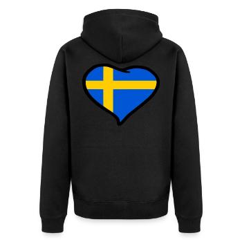 Drapeau du cœur de la Suède - Veste à capuche bio Premium Unisexe - noir - Dos - Nico (187cm)