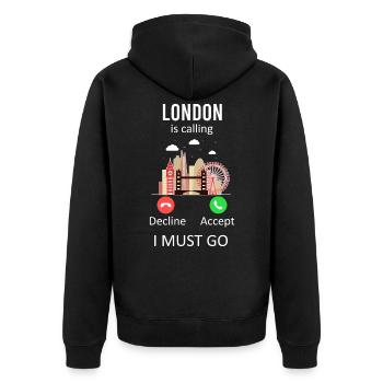 Londres - Veste à capuche bio Premium Unisexe - noir - Dos - Nico (187cm)