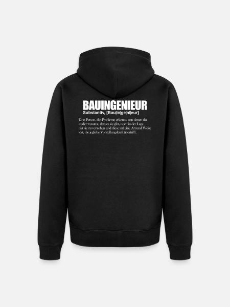 Bauingenieur - Unisex Premium Bio Zip Hoodie - Schwarz