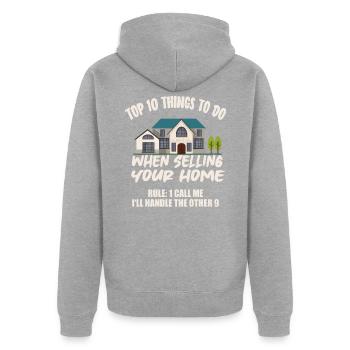 Immobilienmakler immobilie makler - Unisex Premium Bio Zip Hoodie - Grau meliert - Hinten - Nico (187cm)