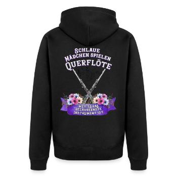 Querflöte Instrument Spruch Mädchen Musik - Unisex Premium Bio Zip Hoodie - Schwarz - Hinten - Nico (187cm)