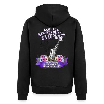 Saxophon Instrument Spruch Mädchen Musik - Unisex Premium Bio Zip Hoodie - Schwarz - Hinten - Nico (187cm)