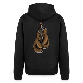 boxsport boxhandschuh - Unisex Premium Bio Zip Hoodie - Schwarz - Hinten - Nico (187cm)