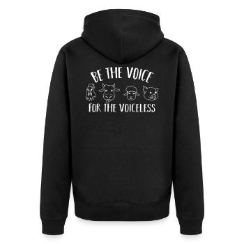 Soyez la voix des sans voix - Veste à capuche bio Premium Unisexe - noir - Dos - Nico (187cm)