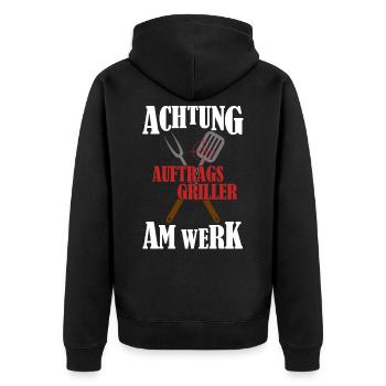 Lustige Grillsprüche - Unisex Premium Bio Zip Hoodie - Schwarz - Hinten - Nico (187cm)