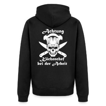 Küchenchef bei der Arbeit - Unisex Premium Bio Zip Hoodie - Schwarz - Hinten - Nico (187cm)