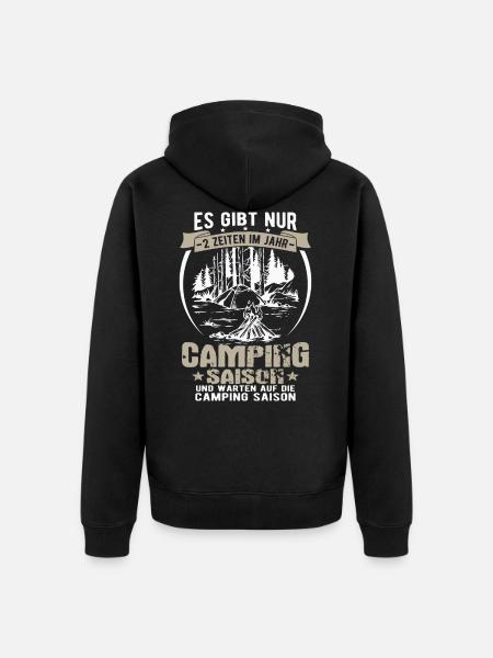 Camping Saison Camper Sprüche - Unisex Premium Bio Zip Hoodie - Schwarz