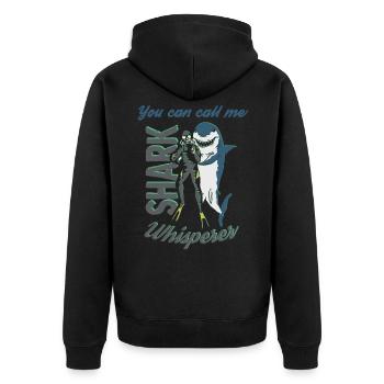You can call me shark whisperer - Unisex Premium Bio Zip Hoodie - Schwarz - Hinten - Nico (187cm)