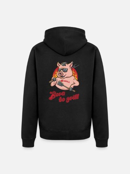 Barbecue - Born to grill - Unisex Premium Organic Zip Hoodie - black