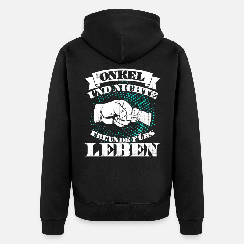 onkel und nichte - Unisex Premium Bio Zip Hoodie - Schwarz