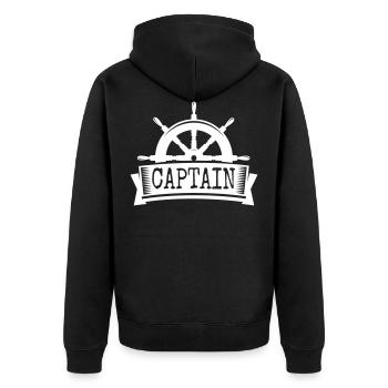 Captain Kapitän Boot Segelboot - Unisex Premium Bio Zip Hoodie - Schwarz - Hinten - Nico (187cm)