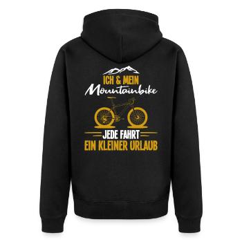 Ich Und Mein Mountainbike - Unisex Premium Bio Zip Hoodie - Schwarz - Hinten - Nico (187cm)