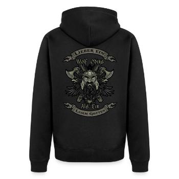 odins wolf wikinger keltisch walhalla - Unisex Premium Bio Zip Hoodie - Schwarz - Hinten - Nico (187cm)