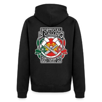 Portugal is calling saying funny gift - Unisex Premium Organic Zip Hoodie - black - Back - Nico (187cm)
