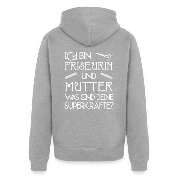 Friseurin Frisörin Friseur Geschenk Mutter - Unisex Premium Bio Zip Hoodie - Grau meliert - Hinten - Nico (187cm)