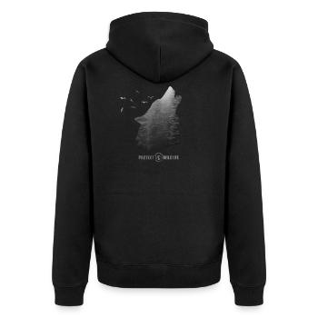 Protect Wildlife - Environmental Protection - Wolf silhouette - Unisex Premium Organic Zip Hoodie - black - Back - Nico (187cm)