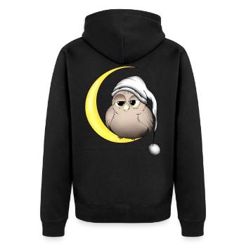 Owl - Unisex Premium Organic Zip Hoodie - black - Back - Nico (187cm)