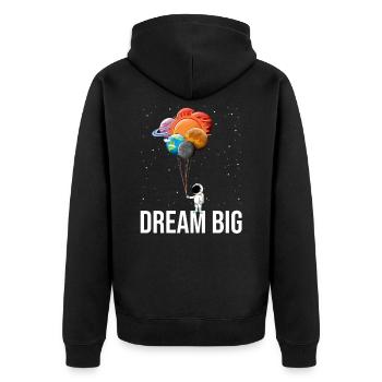 Dream Big - Espace et astronautes - Veste à capuche bio Premium Unisexe - noir - Dos - Nico (187cm)