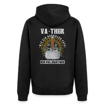 Va-Thor wie ein normaler Papa Nur viel Mächtiger - Unisex Premium Bio Zip Hoodie - Schwarz - Hinten - Nico (187cm)