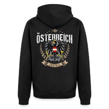 Österreich Adler Wappen Retro Austria Fahne Flagge - Unisex Premium Bio Zip Hoodie - Schwarz - Hinten - Nico (187cm)