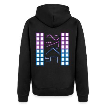 Synthesizer Nerd Analog Audio Wellenform - Unisex Premium Bio Zip Hoodie - Schwarz - Hinten - Nico (187cm)