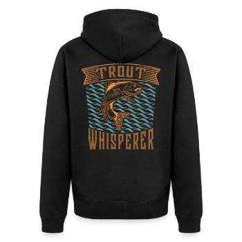 Trout Whisperer - Cool trout angler - Unisex Premium Organic Zip Hoodie - black - Back - Nico (187cm)
