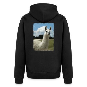 Alpaga, lama, animaux mignons, rétro, cadeau - Veste à capuche bio Premium Unisexe - noir - Dos - Nico (187cm)