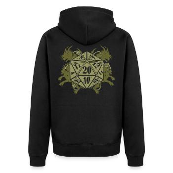 Retro vintage D20 dice tabletop RPG RPG - Unisex Premium Organic Zip Hoodie - black - Back - Nico (187cm)