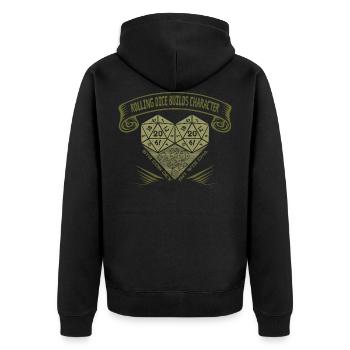 Rolling Dice Builds Character - D20 Tabletop RPG - Unisex Premium Organic Zip Hoodie - black - Back - Nico (187cm)