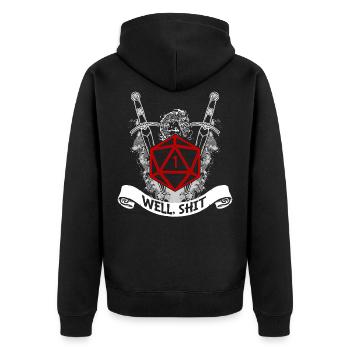 Cooles Fantasy D20 Dice Heartbeat Well Shit D20 - Unisex Premium Bio Zip Hoodie - Schwarz - Hinten - Nico (187cm)