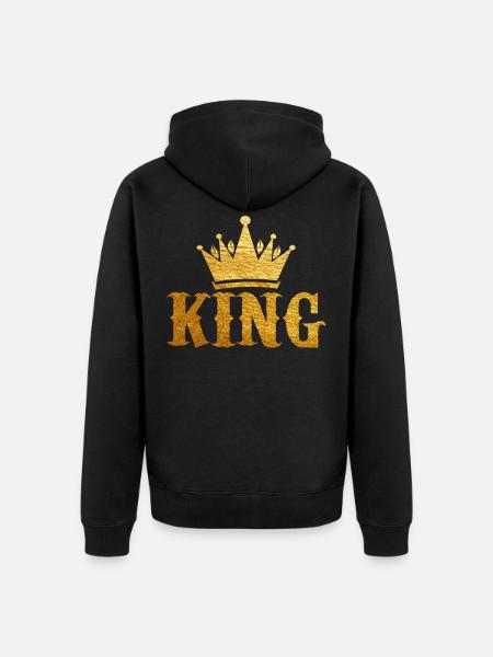 King Gold - Unisex Premium Organic Zip Hoodie - black