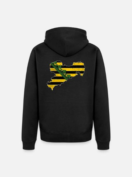 Saxony map logo motif - Unisex Premium Organic Zip Hoodie - black