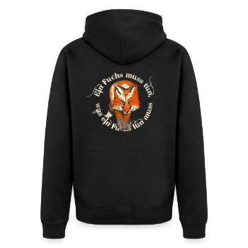 Ein Fuchs muss tun, Füchse, Beginner - Unisex Premium Bio Zip Hoodie - Schwarz - Hinten - Nico (187cm)