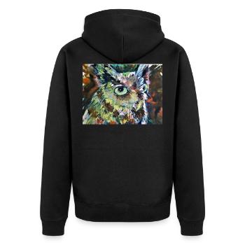 Chouette hibou aigle animal chemise chouette - Veste à capuche bio Premium Unisexe - noir - Dos - Nico (187cm)