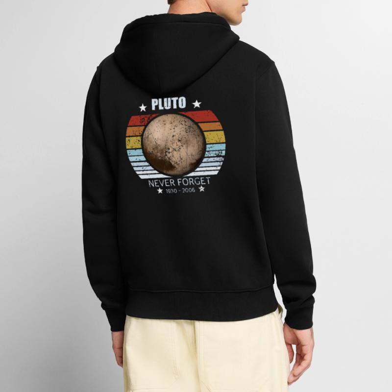 Never Forget Pluto . Retro Style Funny Space & Sci Unisex Premium Bio Zip Hoodie