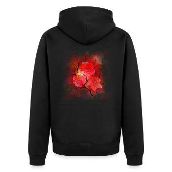Roses - Unisex Premium Organic Zip Hoodie - black - Back - Nico (187cm)