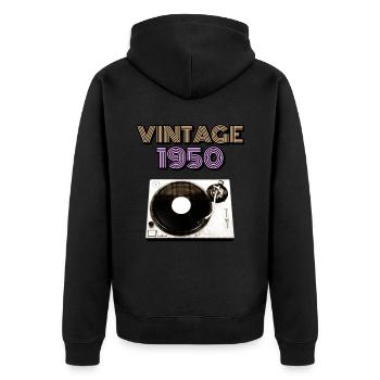 Vintage Geburtstag 1950 1950 Vintage Vintage - Unisex Premium Bio Zip Hoodie - Schwarz - Hinten - Nico (187cm)