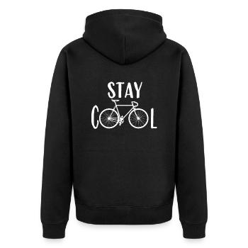 Stay Cool - Unisex Premium Bio Zip Hoodie - Schwarz - Hinten - Nico (187cm)